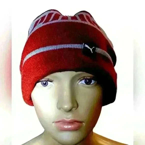 Puma Red Beanie with Pompom - Picture 6 of 8